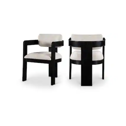 Front. Meridian Furniture - Sacha Beige Linen Textured Fabric Dining Chair, Set of 2 - Beige.