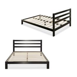 Hivvago - Full size Heavy Duty Metal Platform Bed Frame with Headboard and Wood Slats - Black