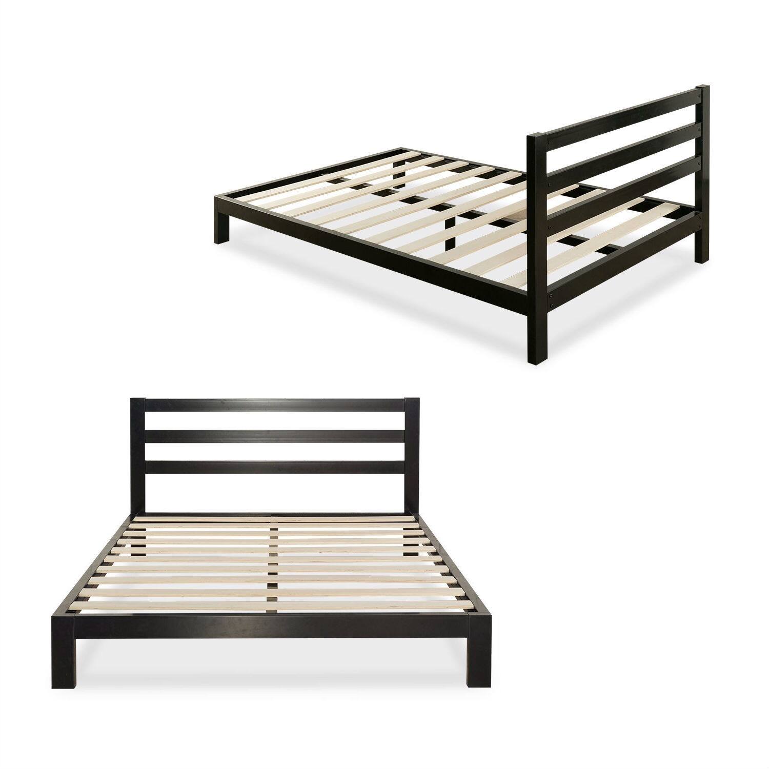 Angle. Hivvago - Hivvago Twin size Modern Metal Platform Bed Frame with Headboard And Wood Support Slats - Black.
