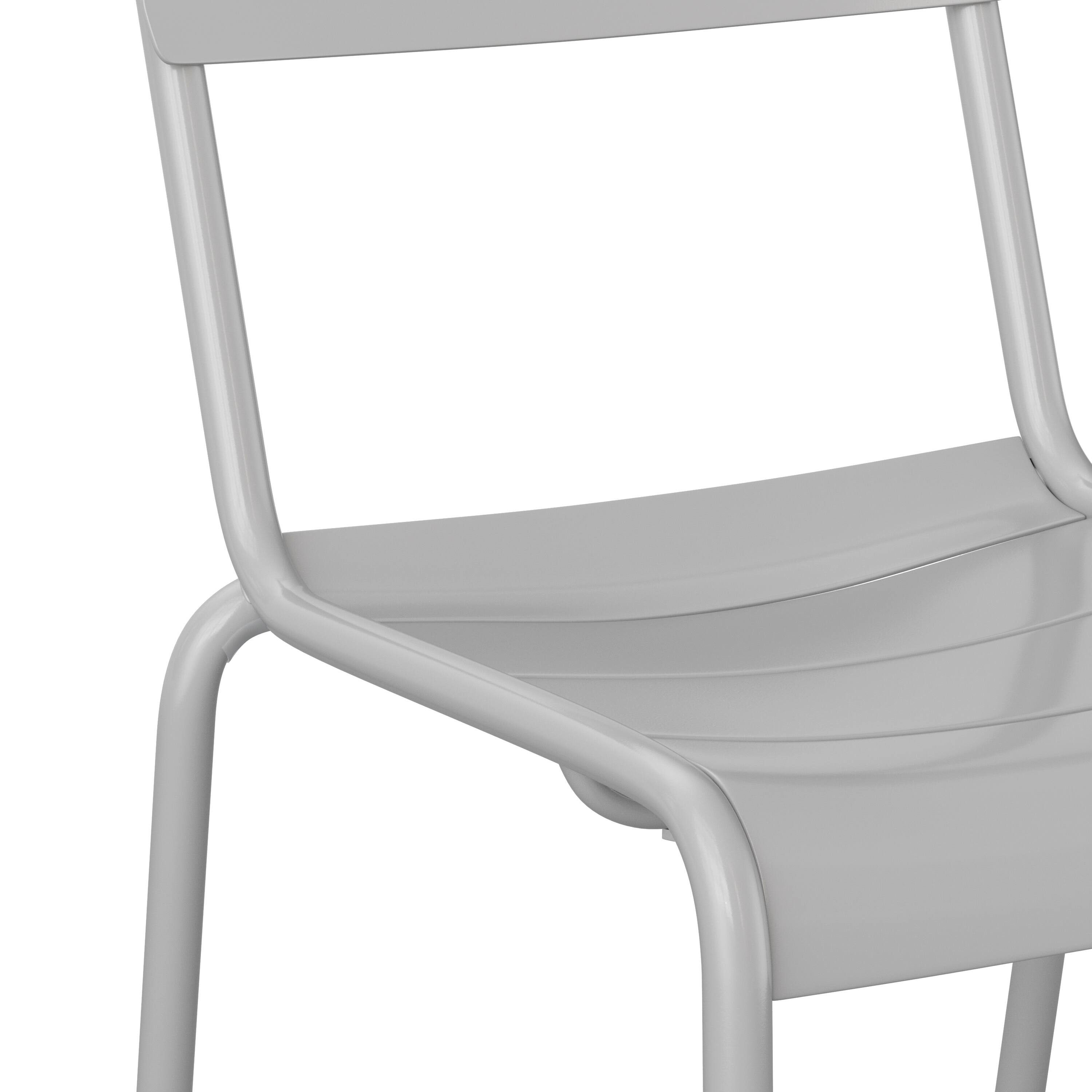 Alt View 10. Emma + Oliver - Rennes Armless Powder Coated Steel Stacking Dining Chair with 2 Slat Back for Indoor-Outdoor Use - Silver.