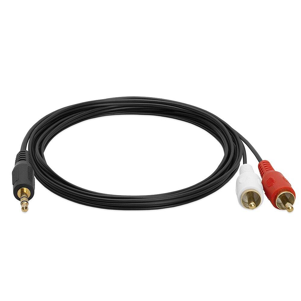Angle. Cmple.com - 3.5mm to 2 RCA Cable 12ft Black Male to Male Stereo Audio Cord Gold-Plated - Black.