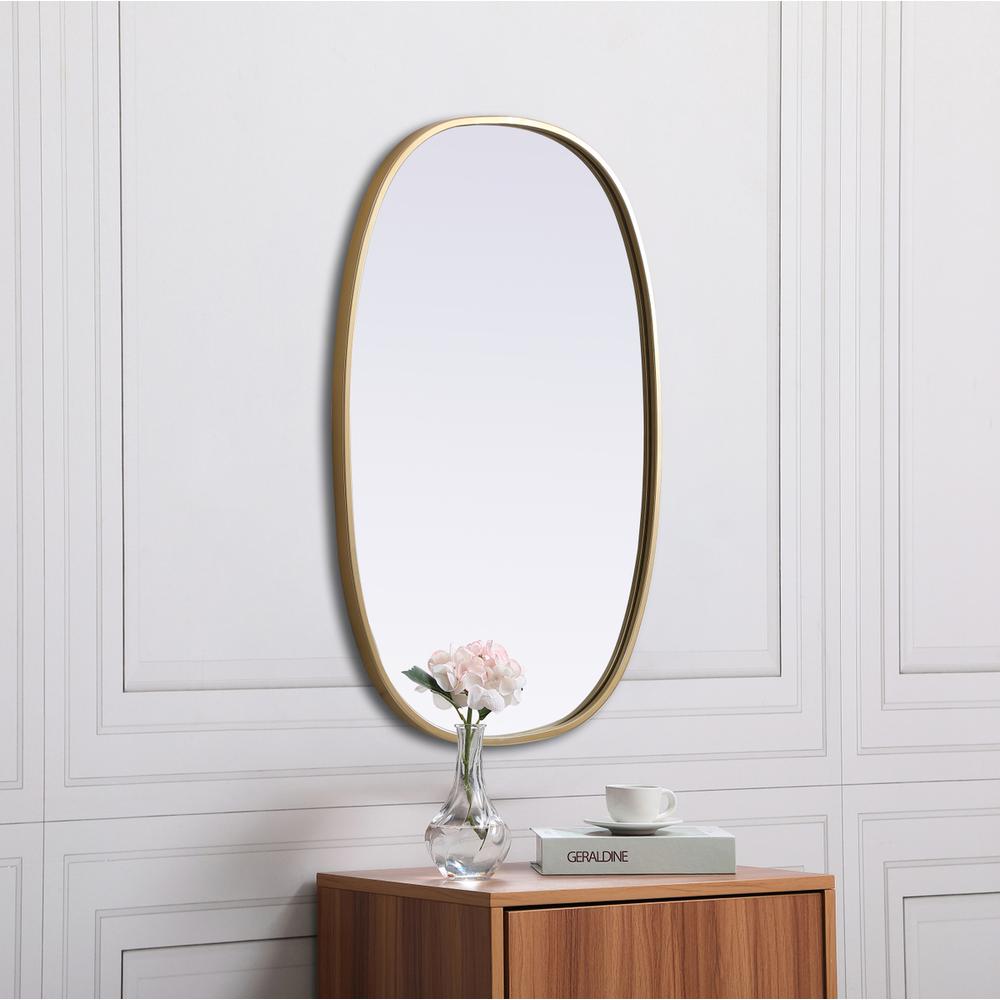 Alt View 7. Elegant Decor - Metal Frame Oval Mirror 20x30 Inch in Brass - Brass.