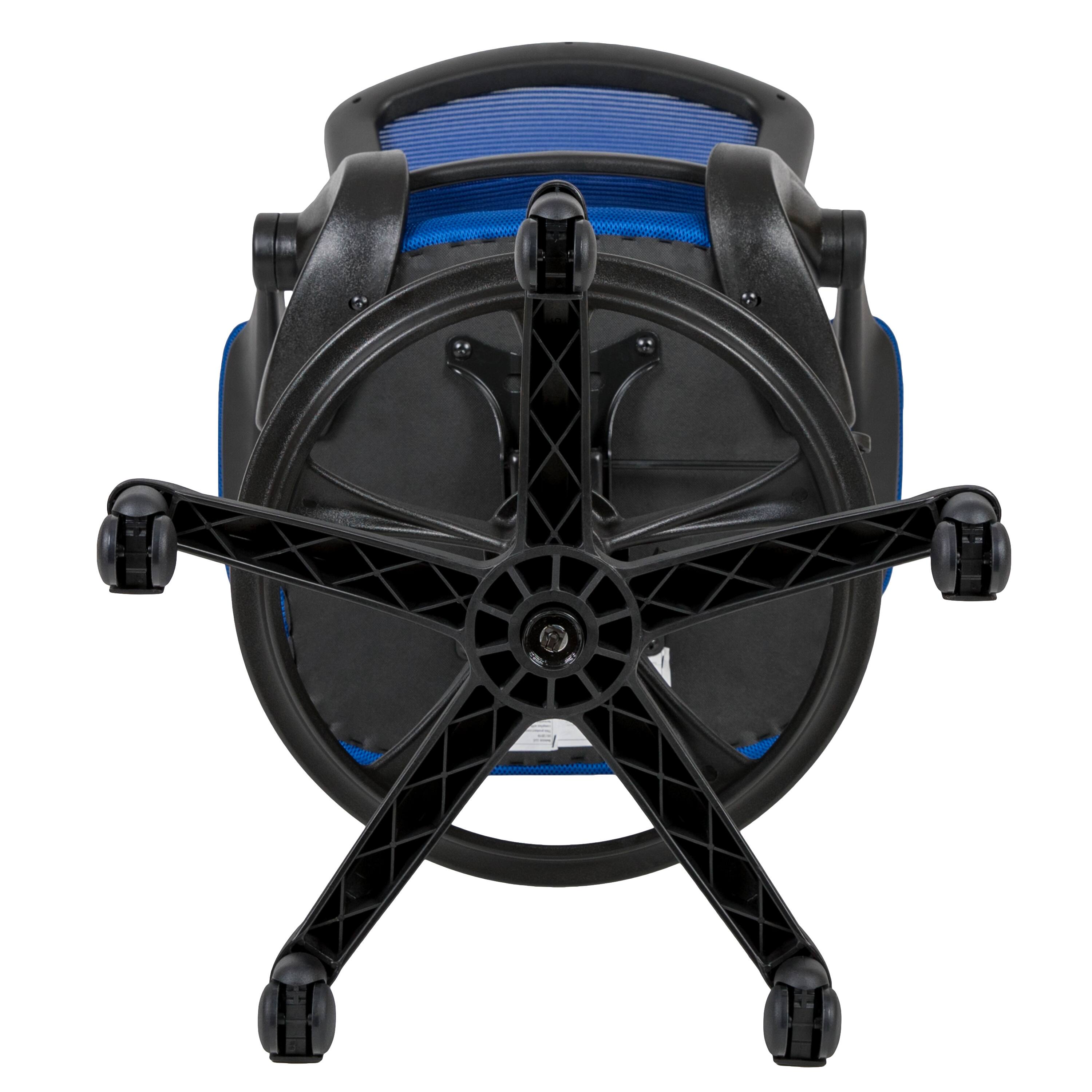 Alt View 9. Emma + Oliver - Mid-Back Mesh Ergonomic Drafting Chair with Foot Ring and Flip-Up Arms - Blue.