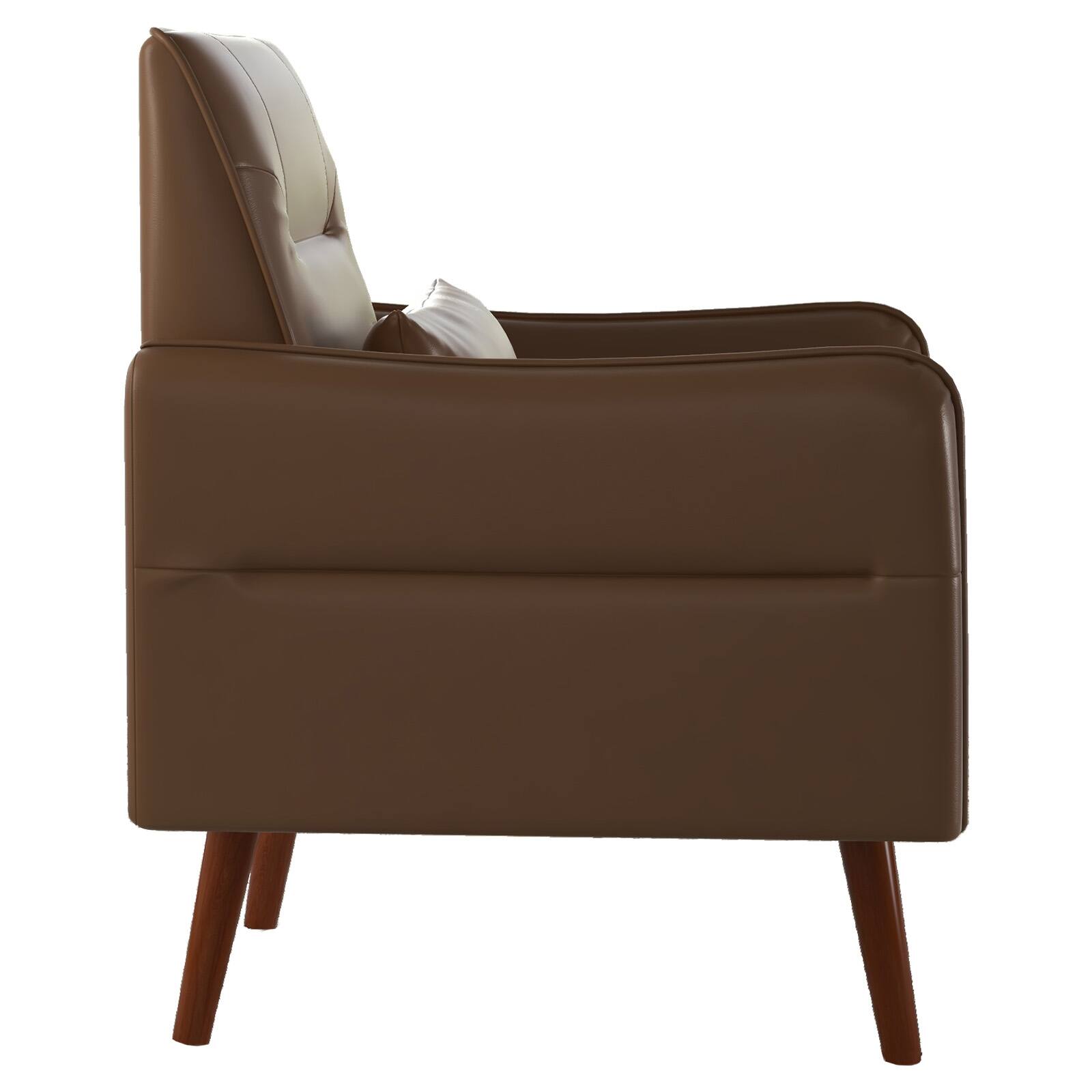 Alt View 4. Bestier - Modern Accent Chair with Upholstered Back & Curved Armrests for Multi-Room Use - dark brown.