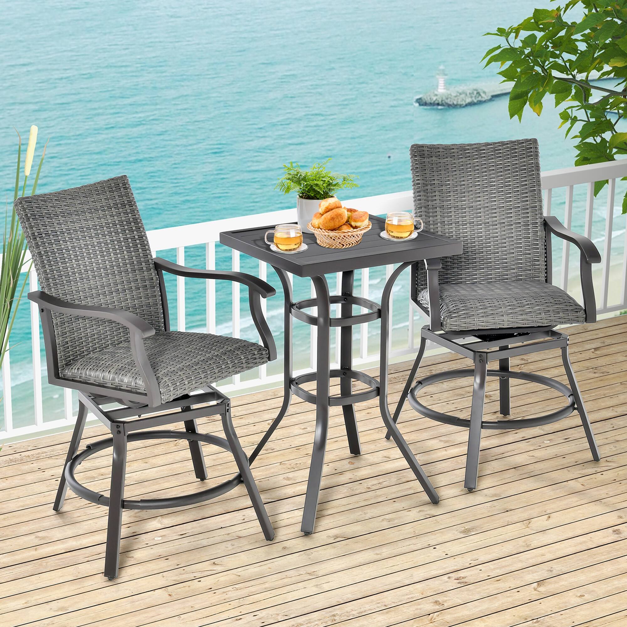 Alt View 4. Costway - Costway 24" Patio Bar Height Table with Aluminum Tabletop&Adjustable Footpads Balcony - Black.