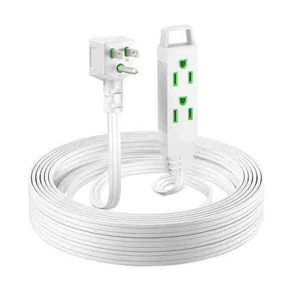 Front. Maximm - Maximm 25ft Extension Cord, 16AWG, Space-Saving Flat Wire Design, 125V, 13A, 1625W, Grounded 3-Prong, ETL Listed - White.