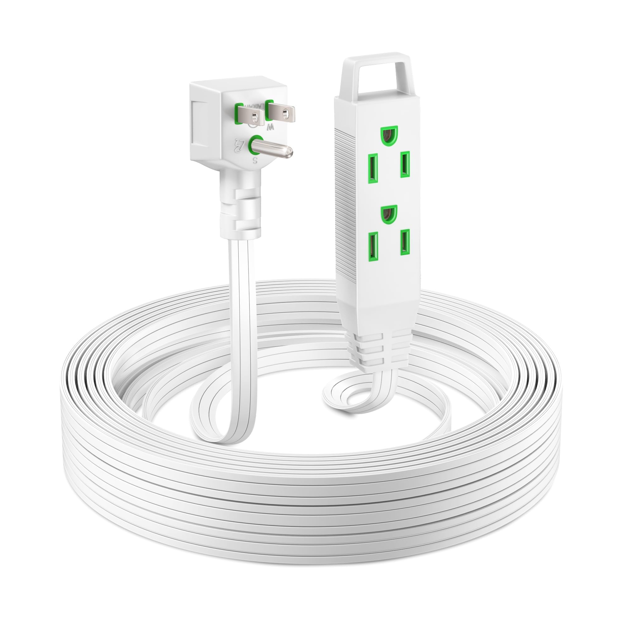 Front. Maximm - Maximm 25ft Extension Cord, 16AWG, Space-Saving Flat Wire Design, 125V, 13A, 1625W, Grounded 3-Prong, ETL Listed - White.