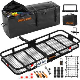 Mockins - 60 in. x 20 in. x 6 in. Trailer Hitch Cargo Carrier Basket w/ 16 Cu Ft. Black Cargo Bag & Hitch Rack Accessories