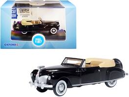 1941 Lincoln Continental Convertible Interior 1/87 (HO) Scale Diecast Model Car by Oxford Diecast - Black with Tan