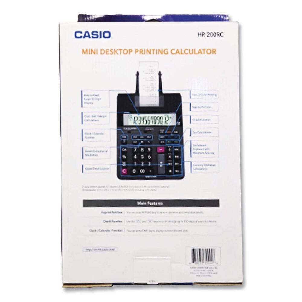 Casio HR 200RC HR200RC Lines/Sec Printing Calculator Black/Red