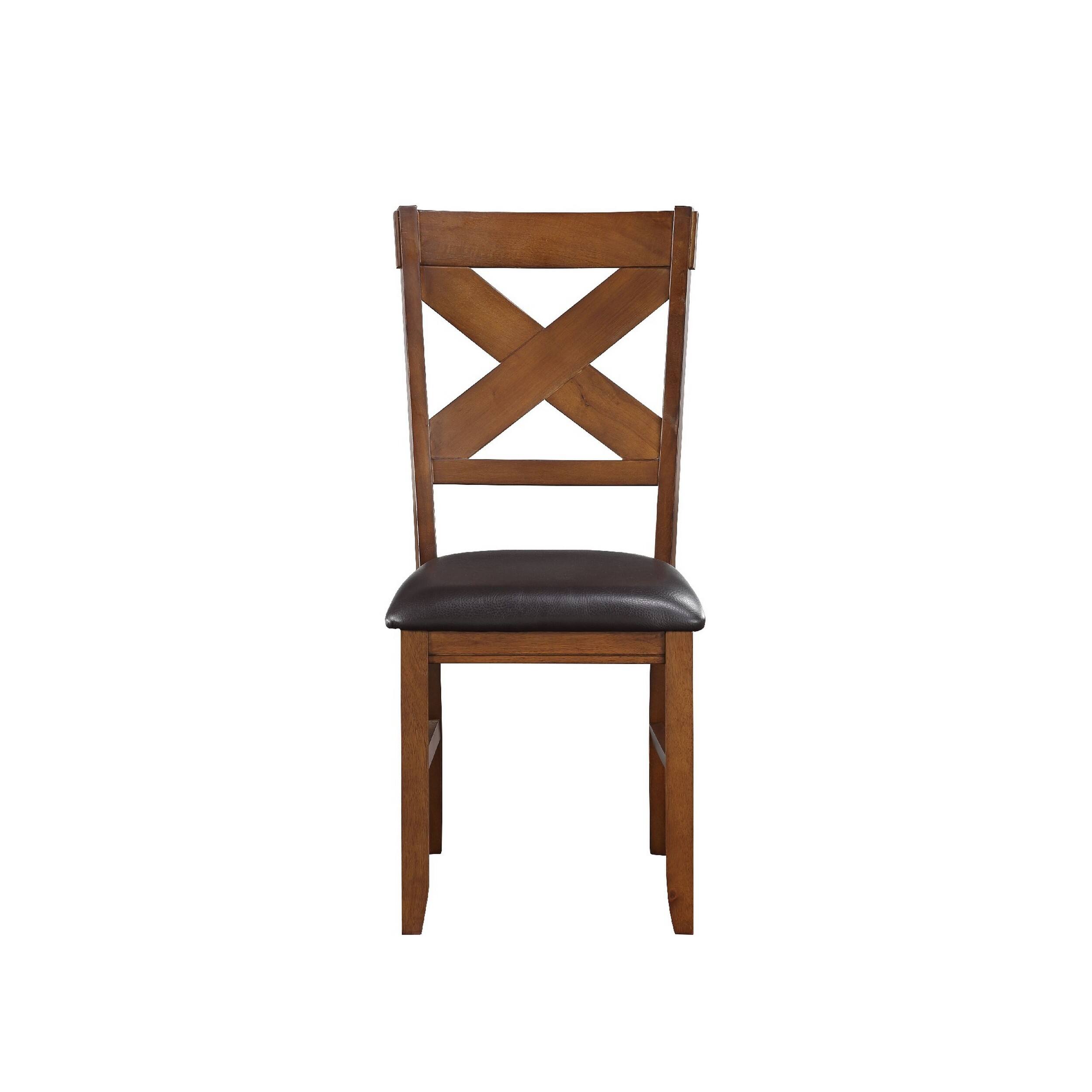 Alt View 1. Manhattan Lane - Dining Chair, Vegan Faux Leather, X Backrest, Set of 2 - Brown.