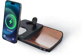 AT&T - 3-IN-1 Executive Wood Grain Power Tray Qi2 Fast Charge - Brown