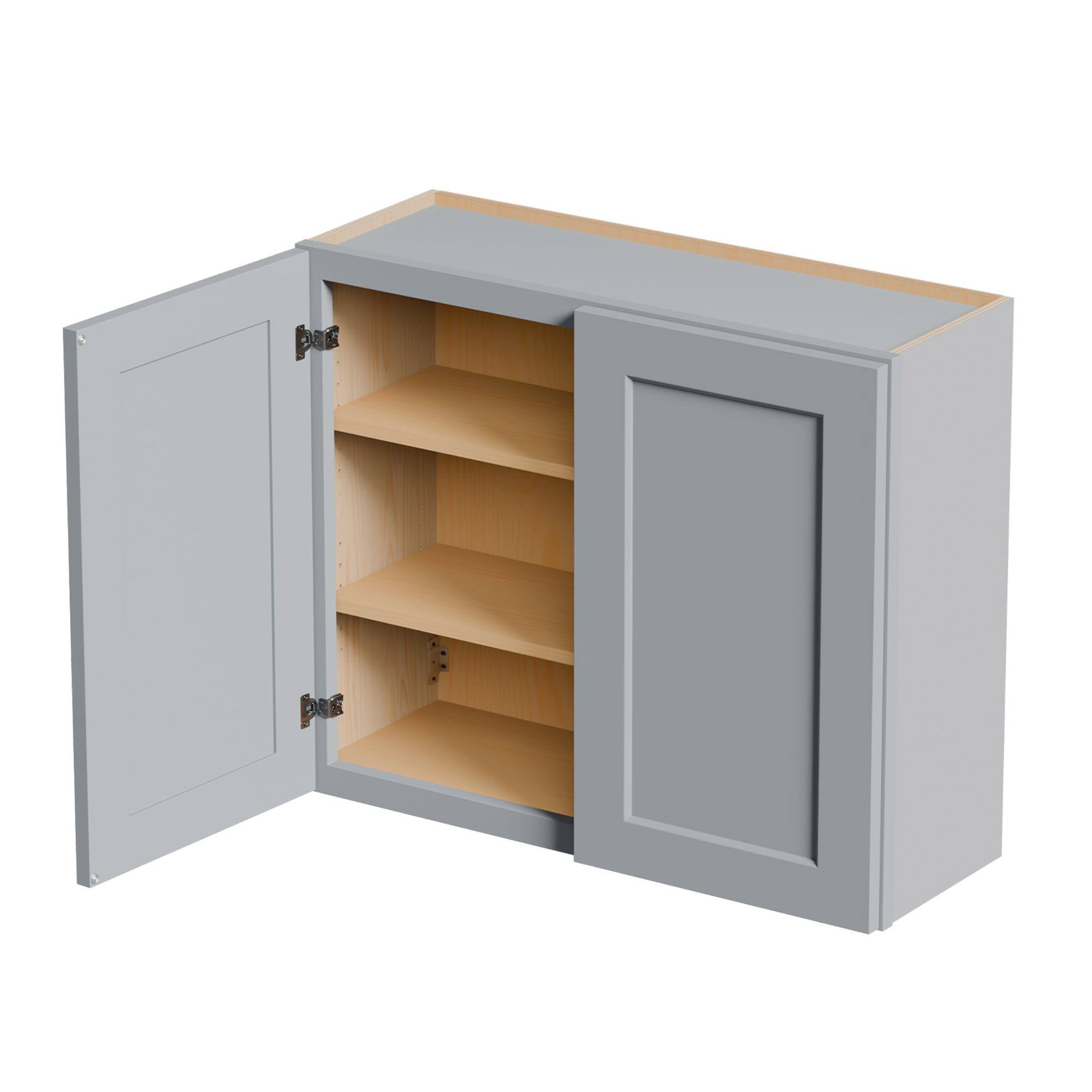 Alt View 3. Boyel Living - Gray Shaker Wall Cabinet with Double Door 36-in L x 12-in W x 30-in H for Kitchen Bathroom Laundry Garage - Gray.