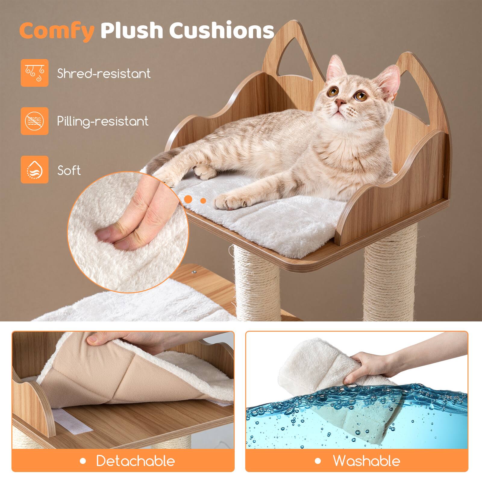 Comfy Plush Cushions

- Shred-resistant
- Pilling-resistant
- Soft
- Detachable
- Washable