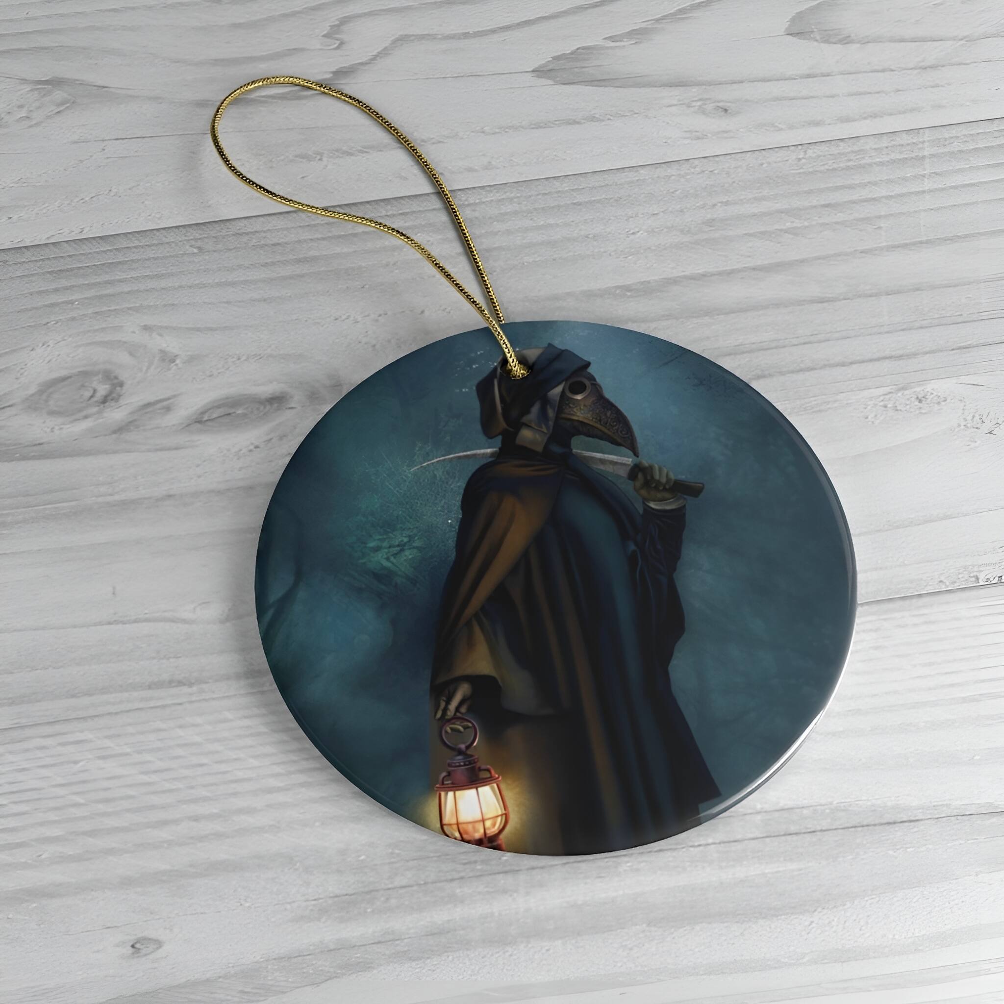Back. OrnamentallyYou - Plague Doctor Grim Reaper Ornament Circle - Multi-colored.