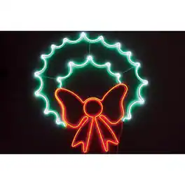 Celebrations - LED Wreath Silhoutte 3 ft. Hanging Decor - Green | Red
