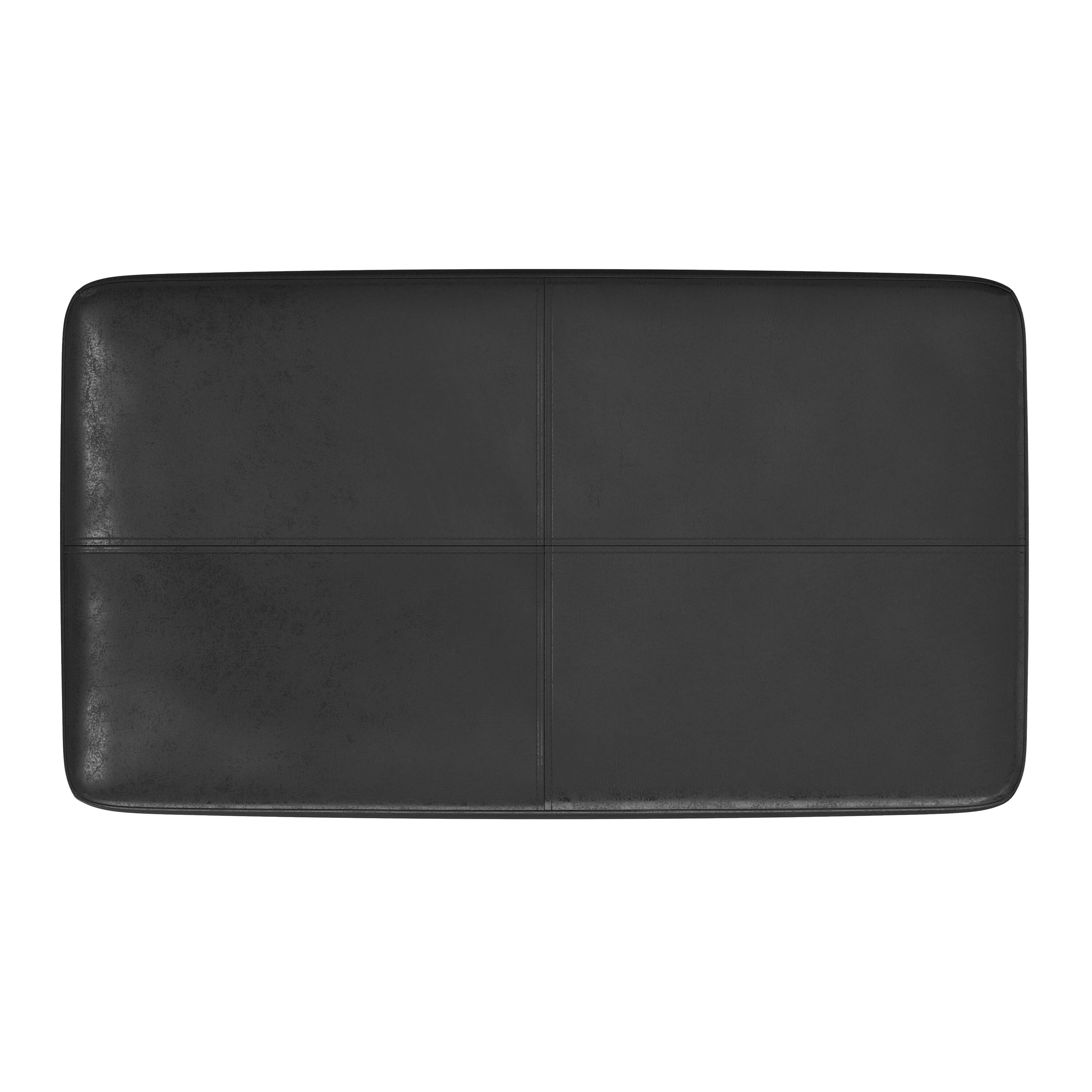 Back. Simpli Home - Carlson Small Ottoman Bench in Distressed Black - Distressed Black.