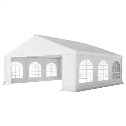 Front. Outsunny - x 20' Heavy-duty Large Wedding Tent, Outdoor Carport Garage Party Tent - White.