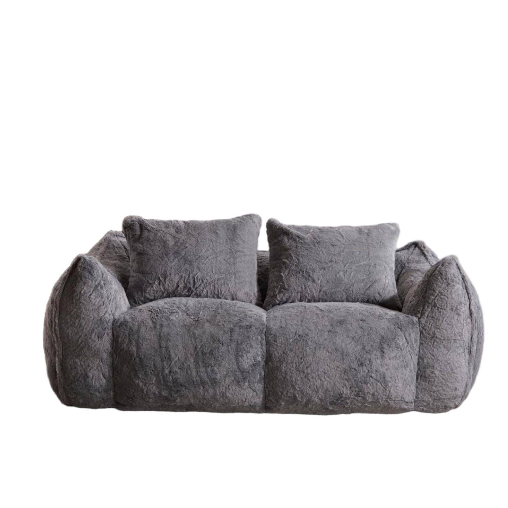 Alt View 6. Boyel Living - Oversized 2-Person Foam-Filled Bean Bag Sofa with Pillows - Grey.