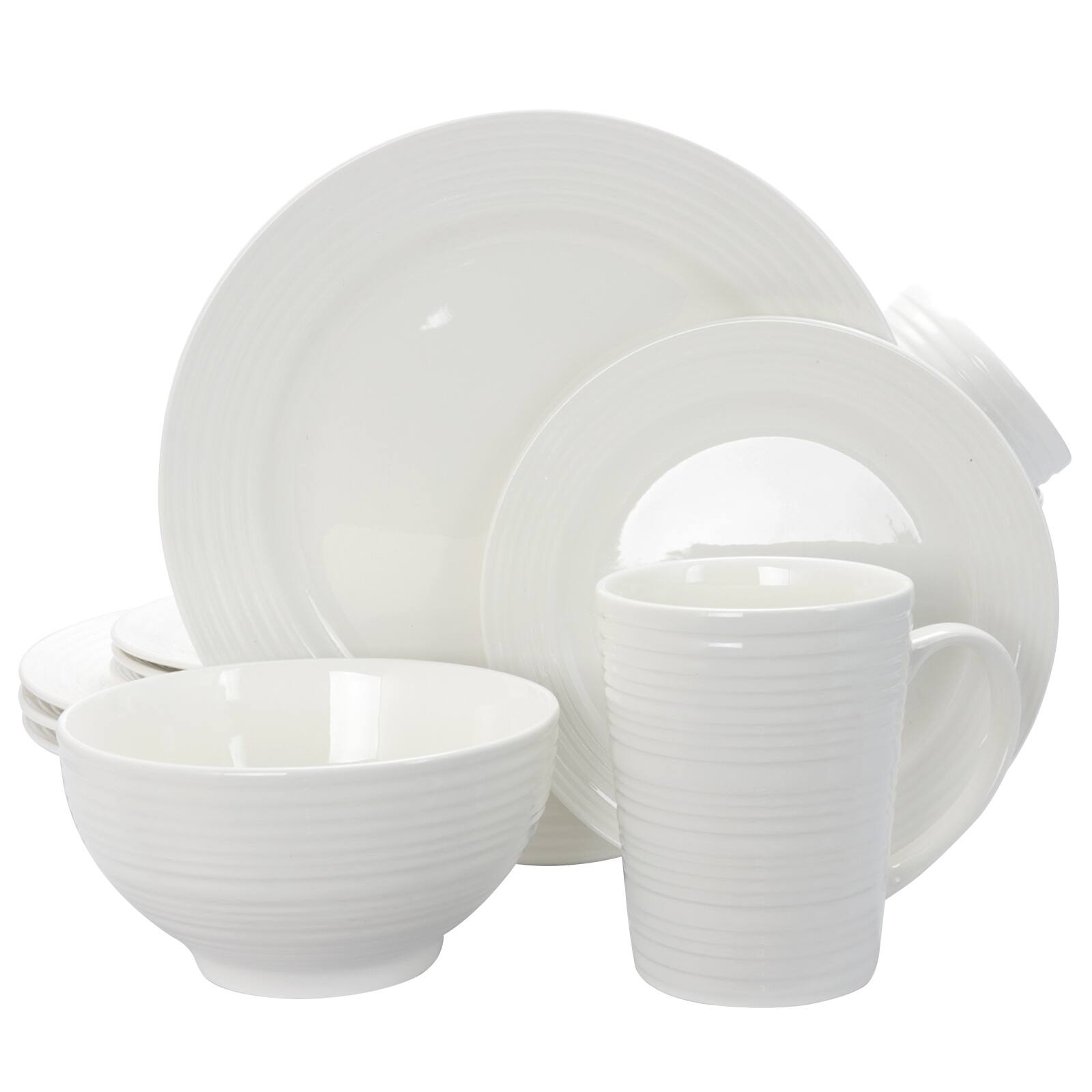 Alt View 5. Gibson - Gibson Home Amelia Court 16 Piece Dinnerware Set in White  Embossed - White.