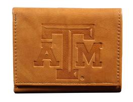 Rico Industries - Texas A&M Aggies Embossed Brown Leather Trifold Wallet - Multi