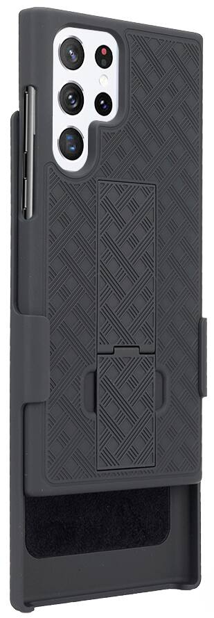 Alt View 8. Nakedcellphone - Case with Stand and Belt Clip Holster for Samsung Galaxy S22 Ultra - Black.
