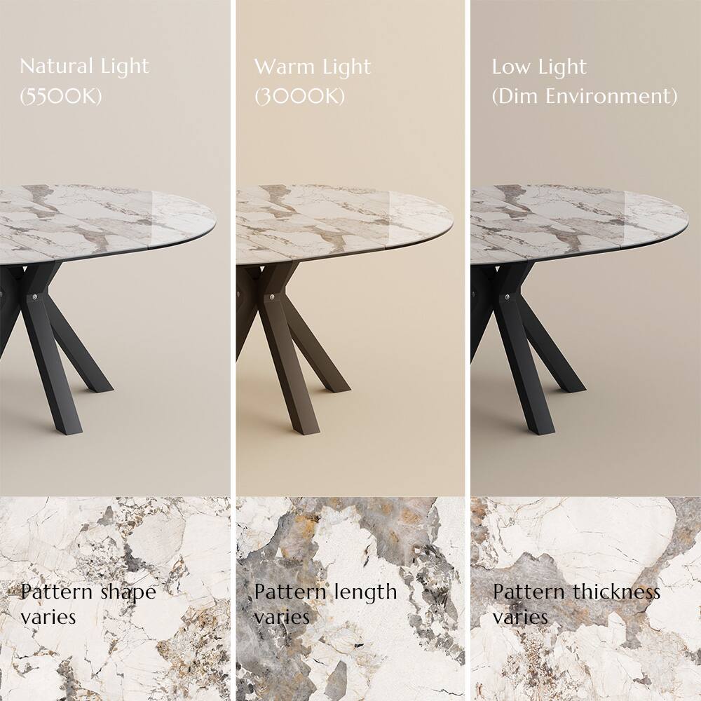 Natural Light (5500K)  
Warm Light (3000K)  
Low Light (Dim Environment)  

Pattern shape varies  
Pattern length varies  
Pattern thickness varies