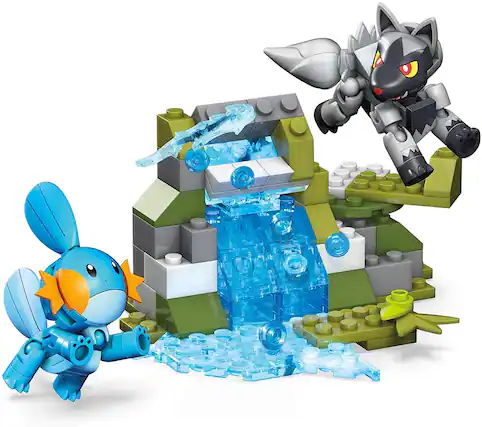 Front. Mattel - Mega Construx Pokémon Battle Pack | Mudkip VS. Poochyena - Red.