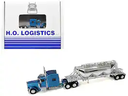 HO Logistics Replicas - Peterbilt 389 Truck Tractor with Sleeper Cab Blue Metallic 1/87 (HO) Scale Plastic Model Car by HO Logistics