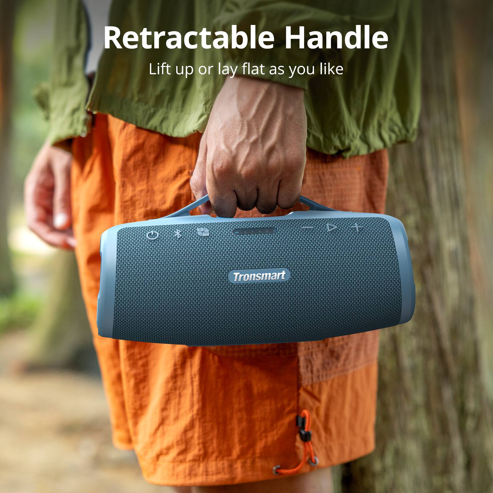 Retractable Handle Lift up or lay flat as you like * Tronsmart D+