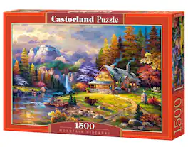 Castorland - 1500 Piece Jigsaw Puzzles, Mountain Hideaway, Charming Nook, Pond, Countryside, Adult Puzzles, C-151462-2 - Red