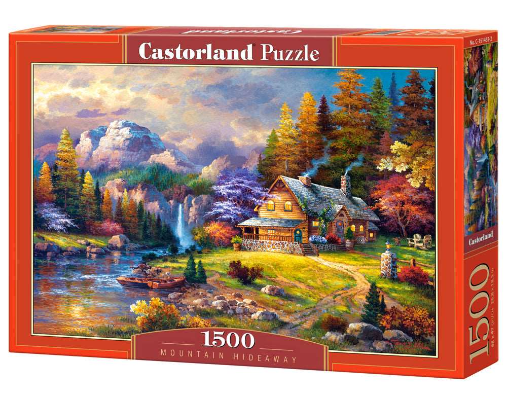 Castorland - 1500 Piece Jigsaw Puzzles, Mountain Hideaway, Charming Nook, Pond, Countryside, Adult Puzzles, C-151462-2 - Red