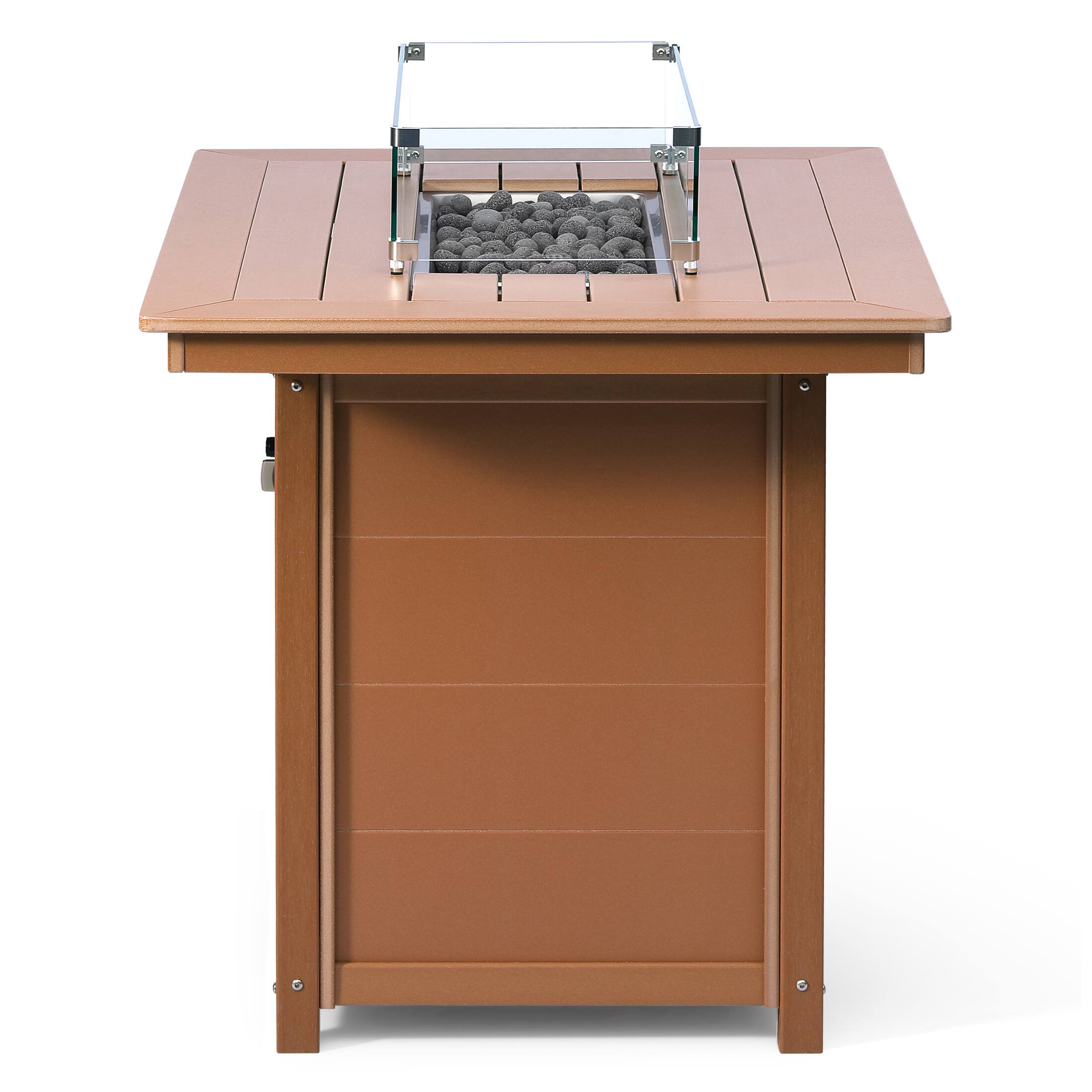 Alt View 1. WestinTrends - WestinTrends Helios 46" Modern Outdoor Patio Gas Propane Rectangle Fire Pit Table - Teak.