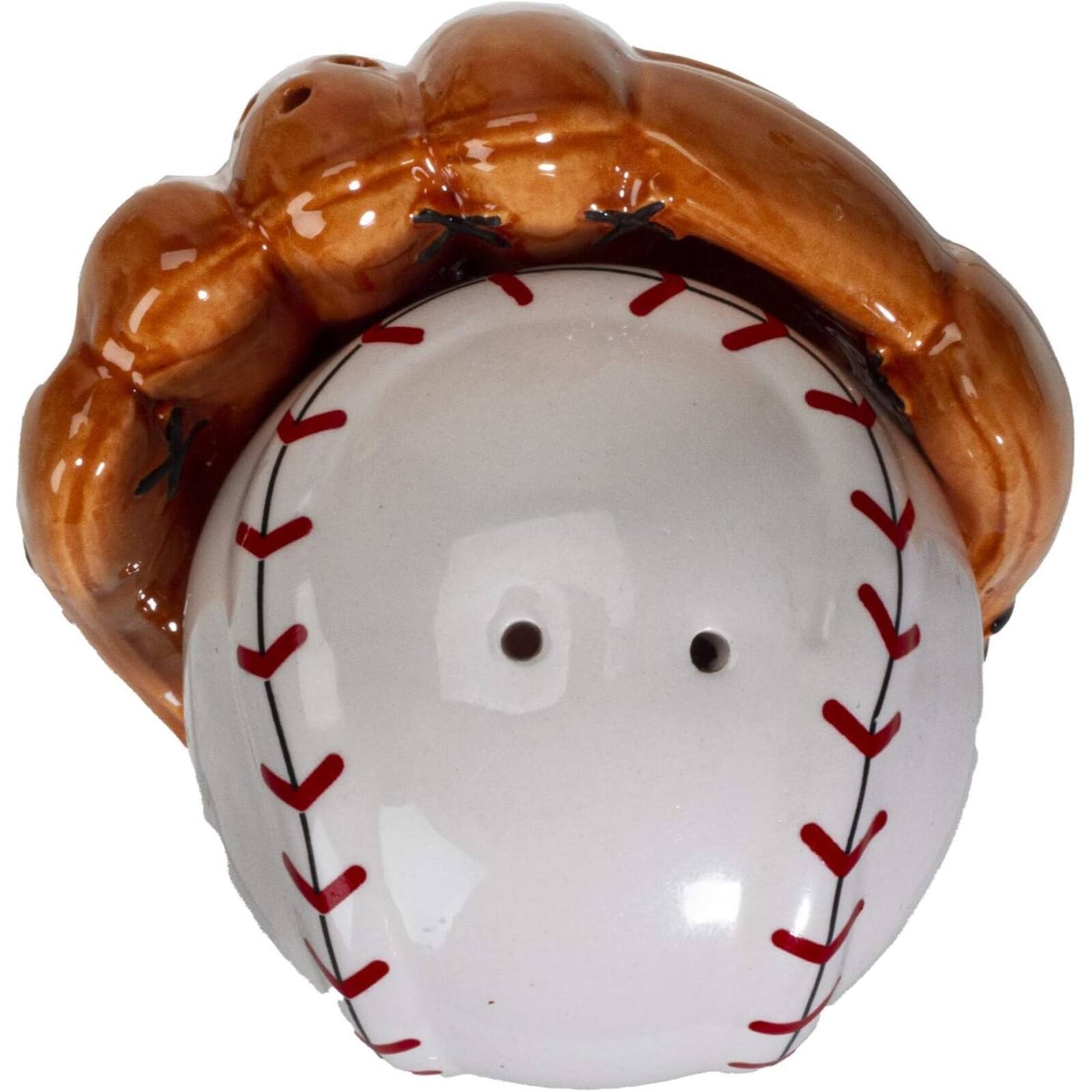 Left. Pacific Trading - Baseball Caught in a Mitt You're Out Ceramic Salt and Pepper Shakers Set - Multicolor.