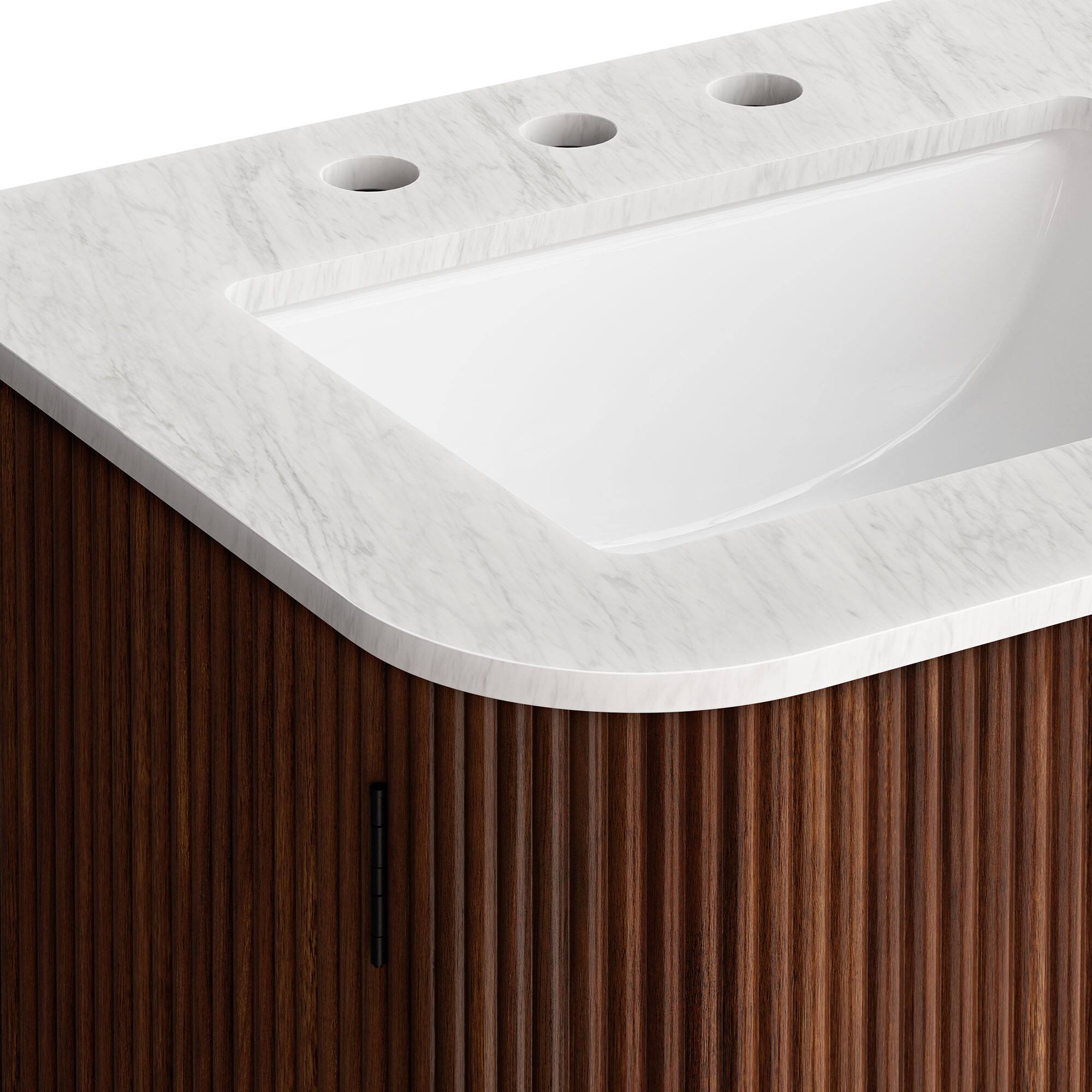 Alt View 7. Modway - Zia Wall-Mount Bathroom Vanity with Marble Sink by Modway - Walnut.