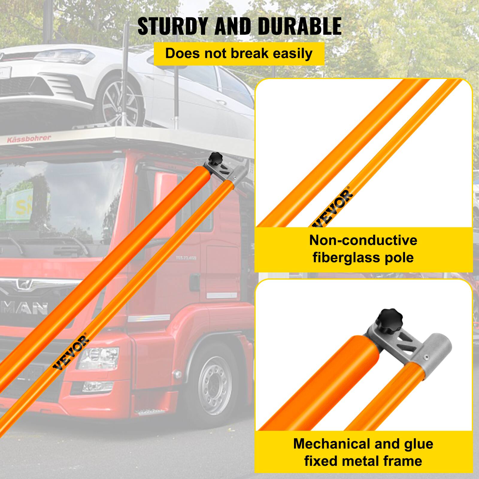 STURDY AND DURABLE  
Does not break easily  

Kassbohrer  
TES 157140  

VEVOR  
Non-conductive fiberglass pole  

Mechanical and glue fixed metal frame