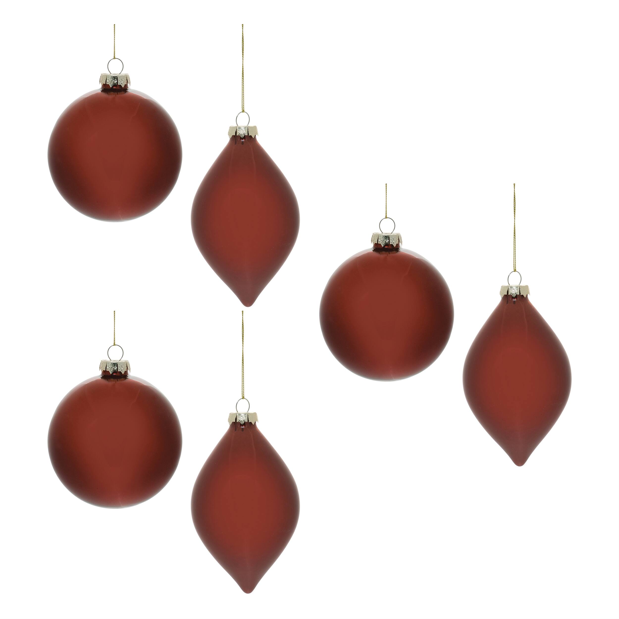 Alt View 2. BreeBe - Red Glass Ball Ornament (Set of 6) - Red.