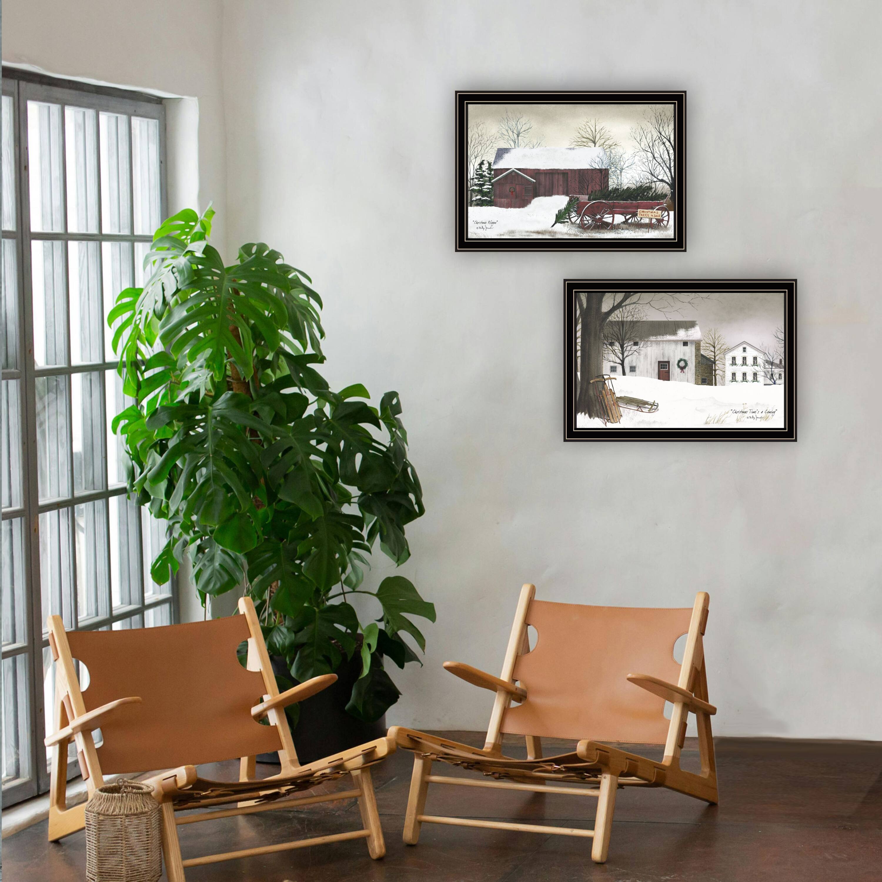 Angle. TinyHomie - Decor 4U 2 Piece Christmas Time with Family Black Framed Wall Art Billy Jacobs - white.