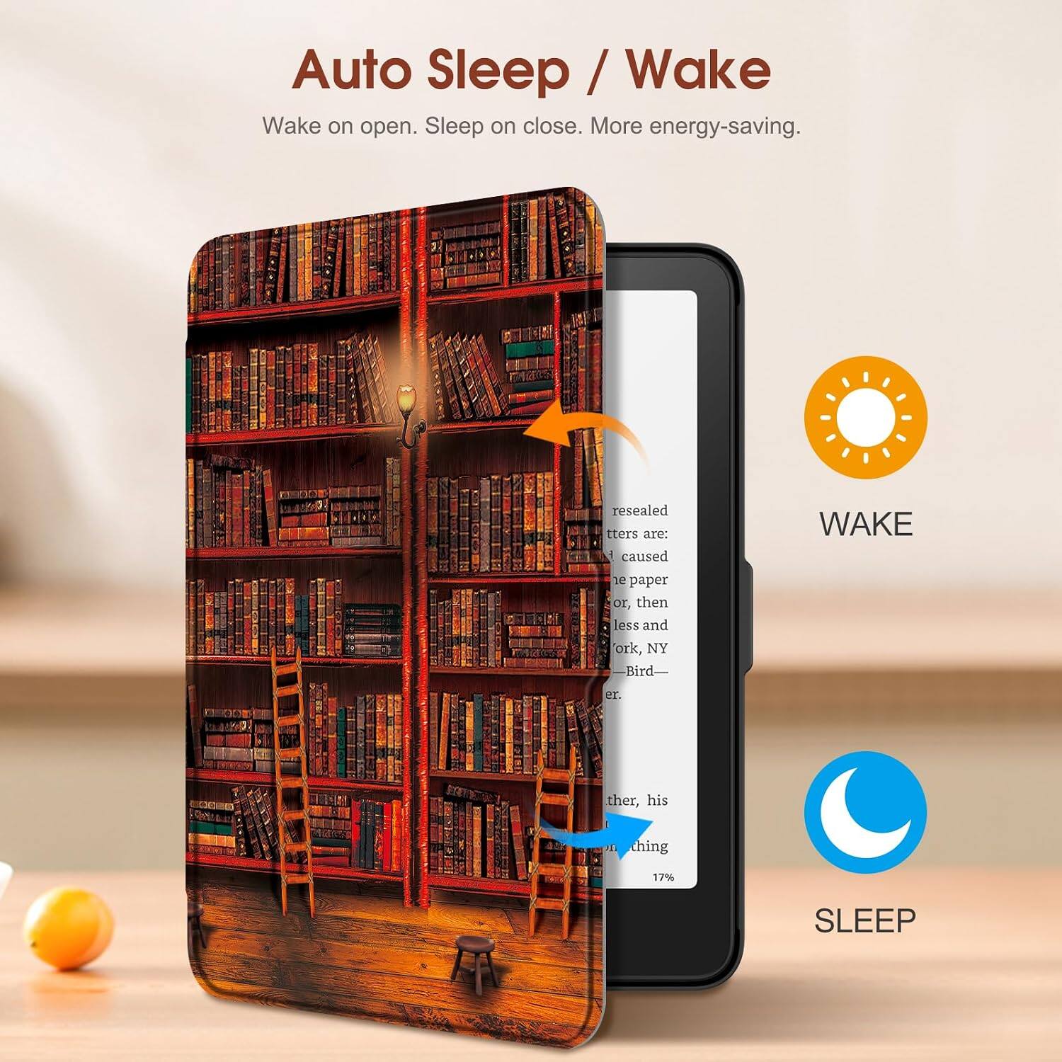 Auto Sleep / Wake  
Wake on open. Sleep on close. More energy-saving.

WAKE

resealed tters are: caused  
the paper or, then less and ork, NY Bird-  
er.

SLEEP

ther, his  
thing  
17%