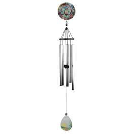 FC Design - 37" Long Owl Glass Wind Chime Outdoor Patio or Garden Hanging Decoration - Multi-Color