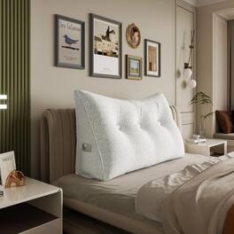 wowmax - Twin Plush Headboard Wedge Pillow - Large Triangle Reading Pillow for Sitting Up in Bed - White