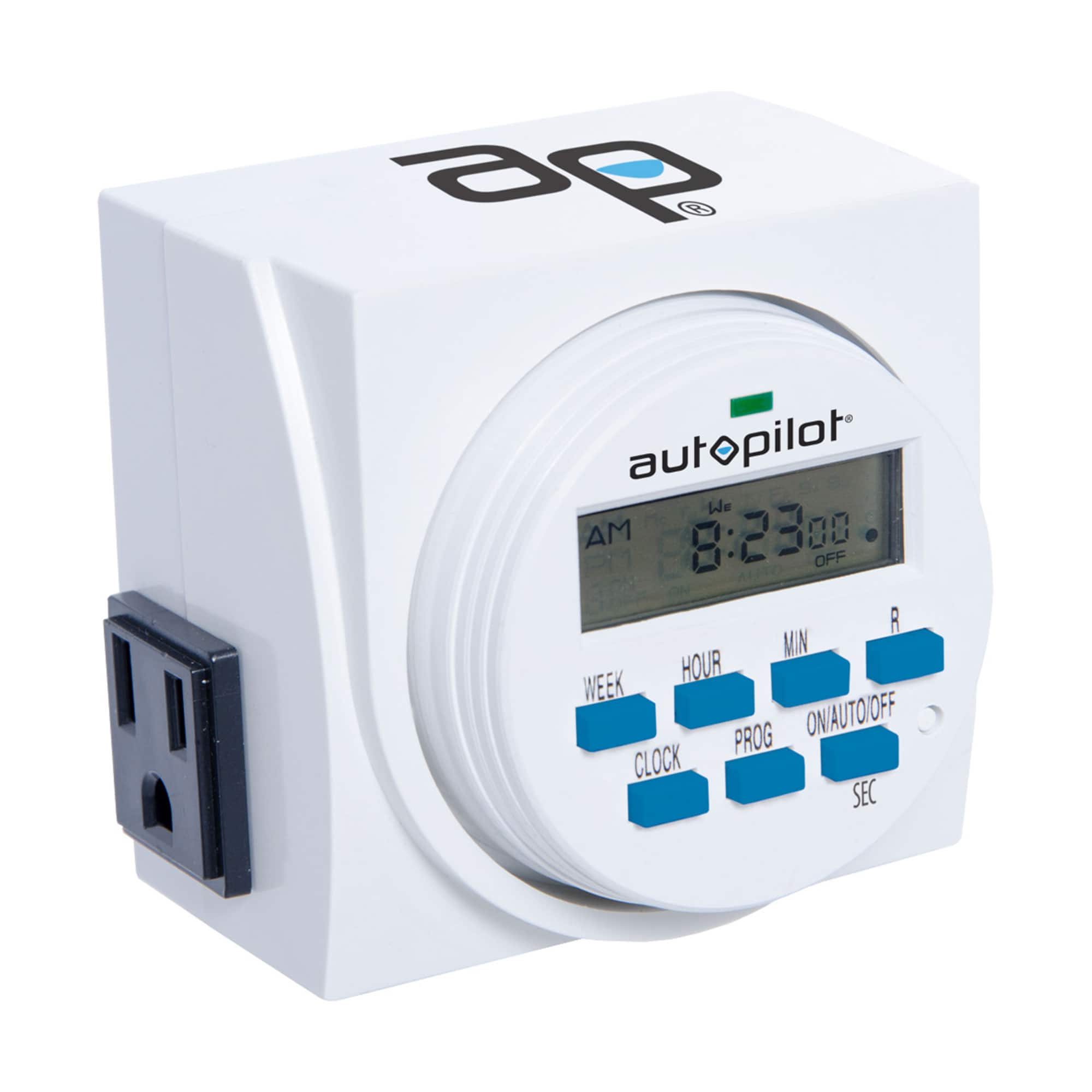 Autopilot - Auto Pilot TM01715D 7 Day 8 Programs Dual Outlet Digital Programmable Timer - White
