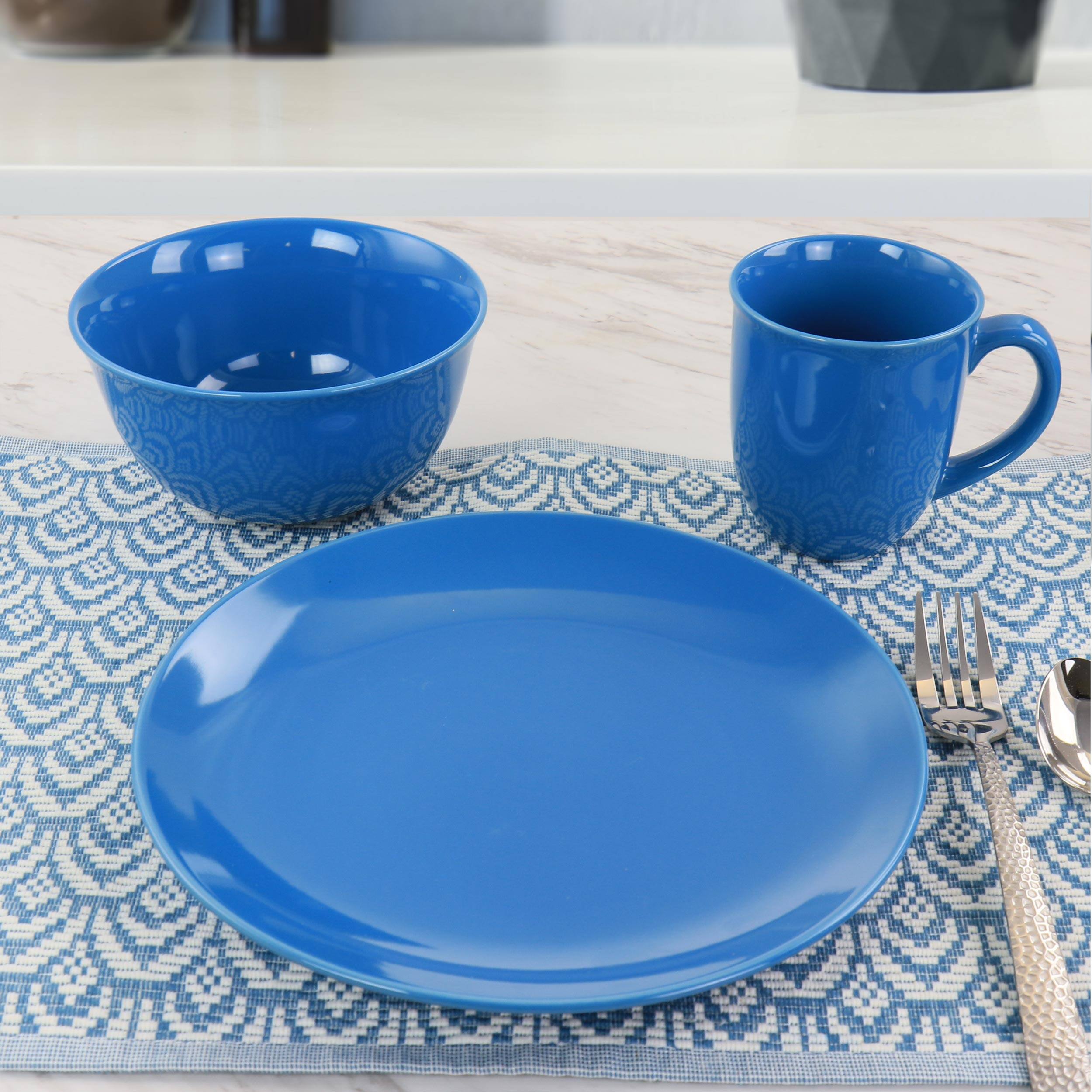 Alt View 8. Gibson - Gibson Home Mercer 12pc Blue Stoneware Dinnerware Set - Blue.