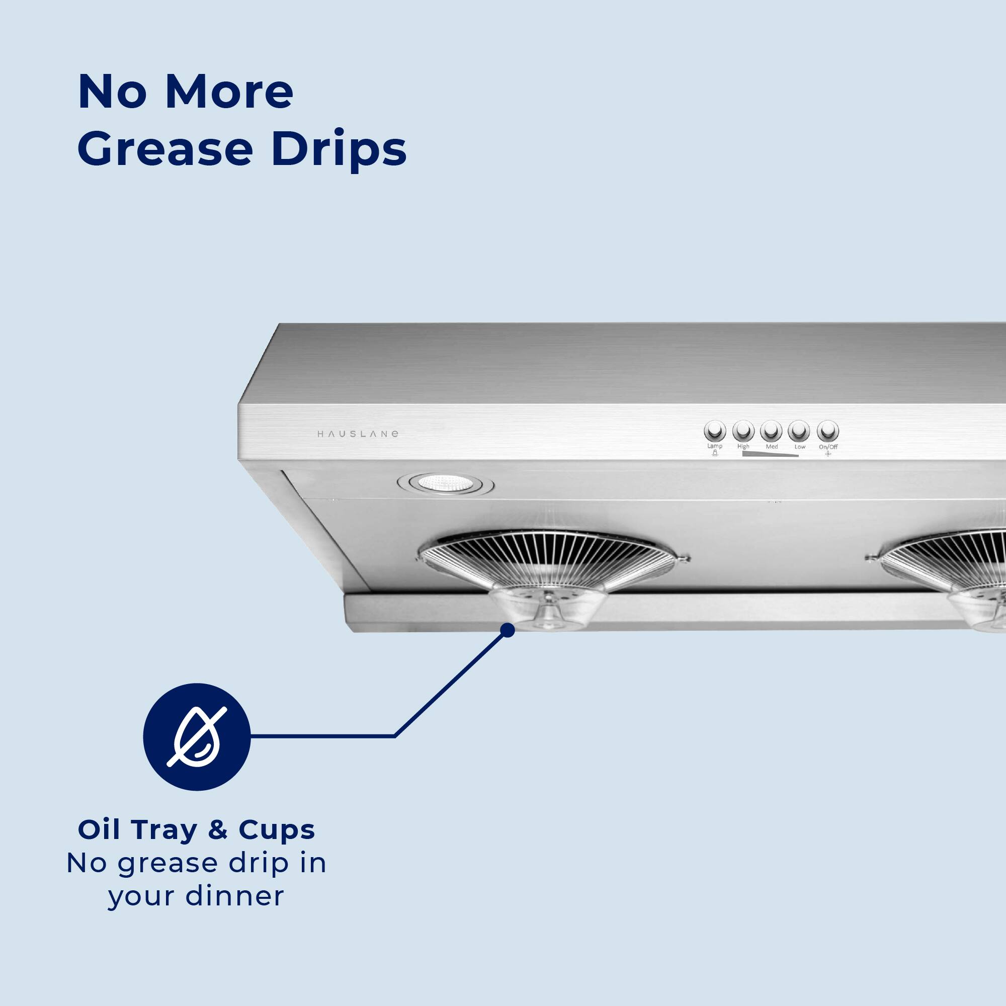 No More Grease Drips

Oil Tray & Cups
No grease drip in your dinner