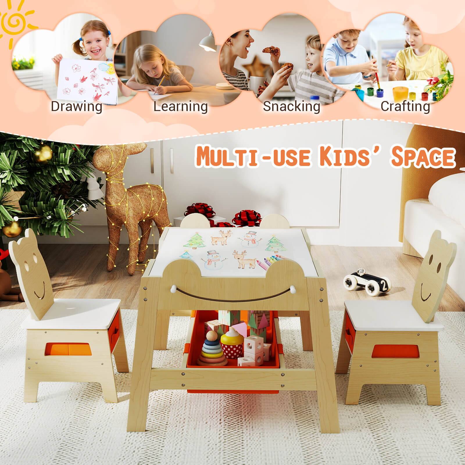 Drawing  
Learning  
Snacking  
Crafting  

MULTI-USE KIDS' SPACE