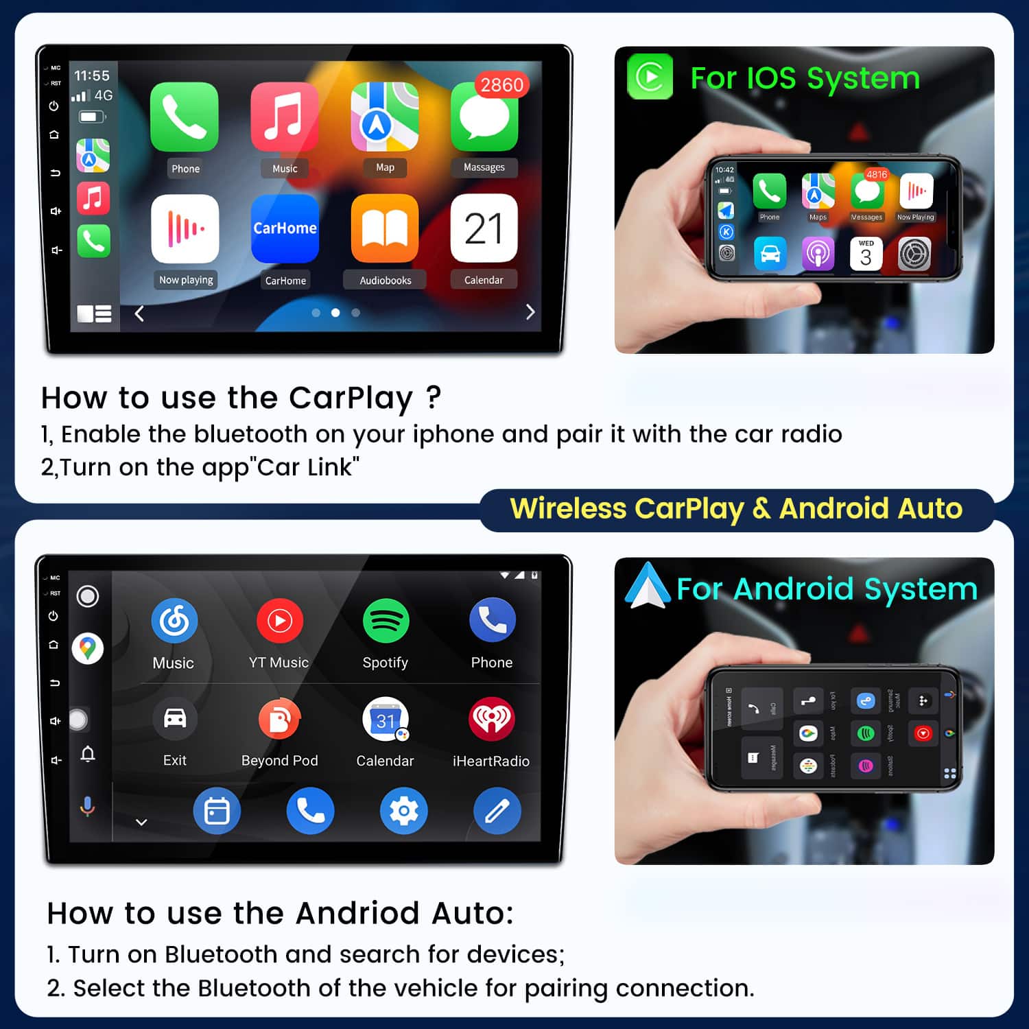 Junsun Linux System carplay Android auto Mirror Link For Suzuki