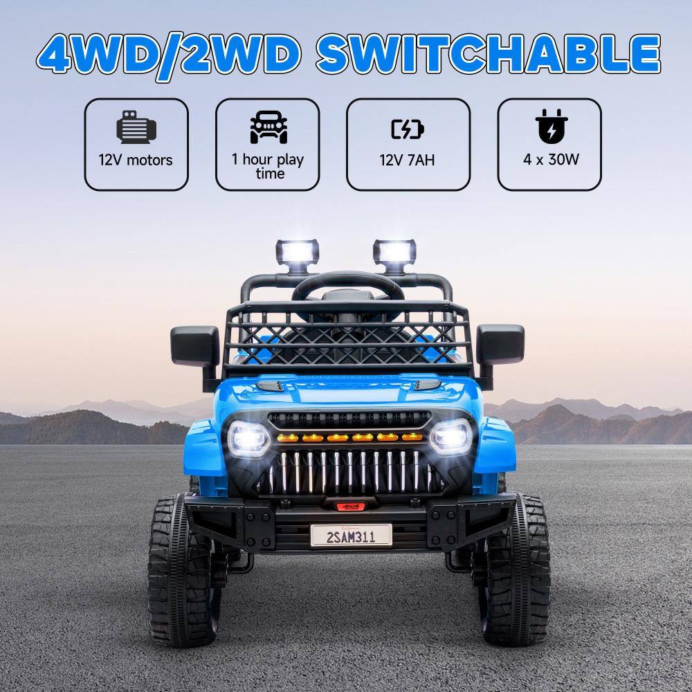 4WD/2WD SWITCHABLE

- 12V motors
- 1 hour play time
- 12V 7AH
- 4 x 30W

2SAM311