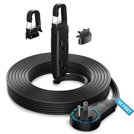 Maximm - 360° Rotating Flat Plug Extension Cord with a Removable Hook, Extension Cord 12 ft (16 Gauge) UL Certified - Black