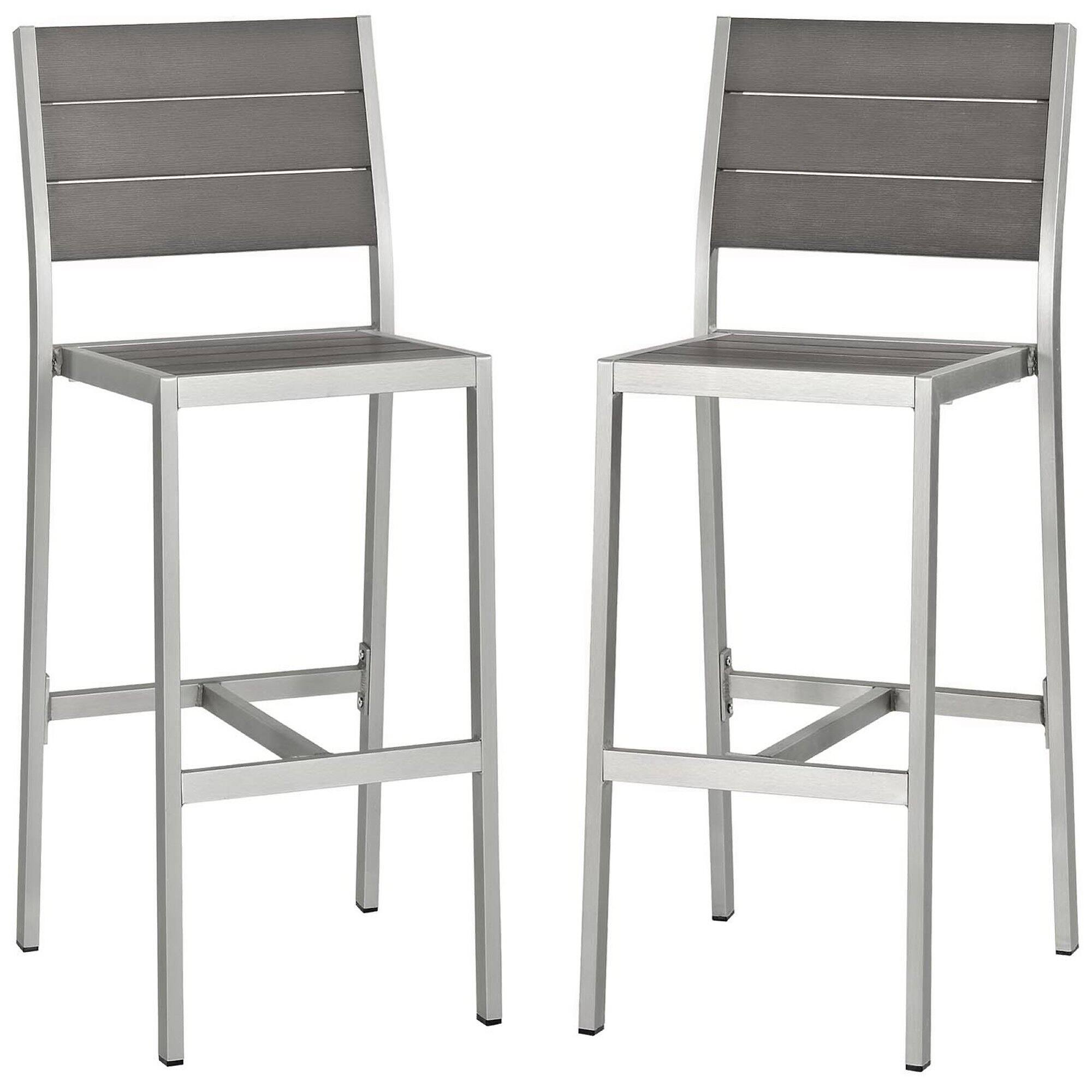 Angle. Modway - Shore Outdoor Patio Aluminum Armless Bar Stool Set of 2 by Modway - Silver Gray.