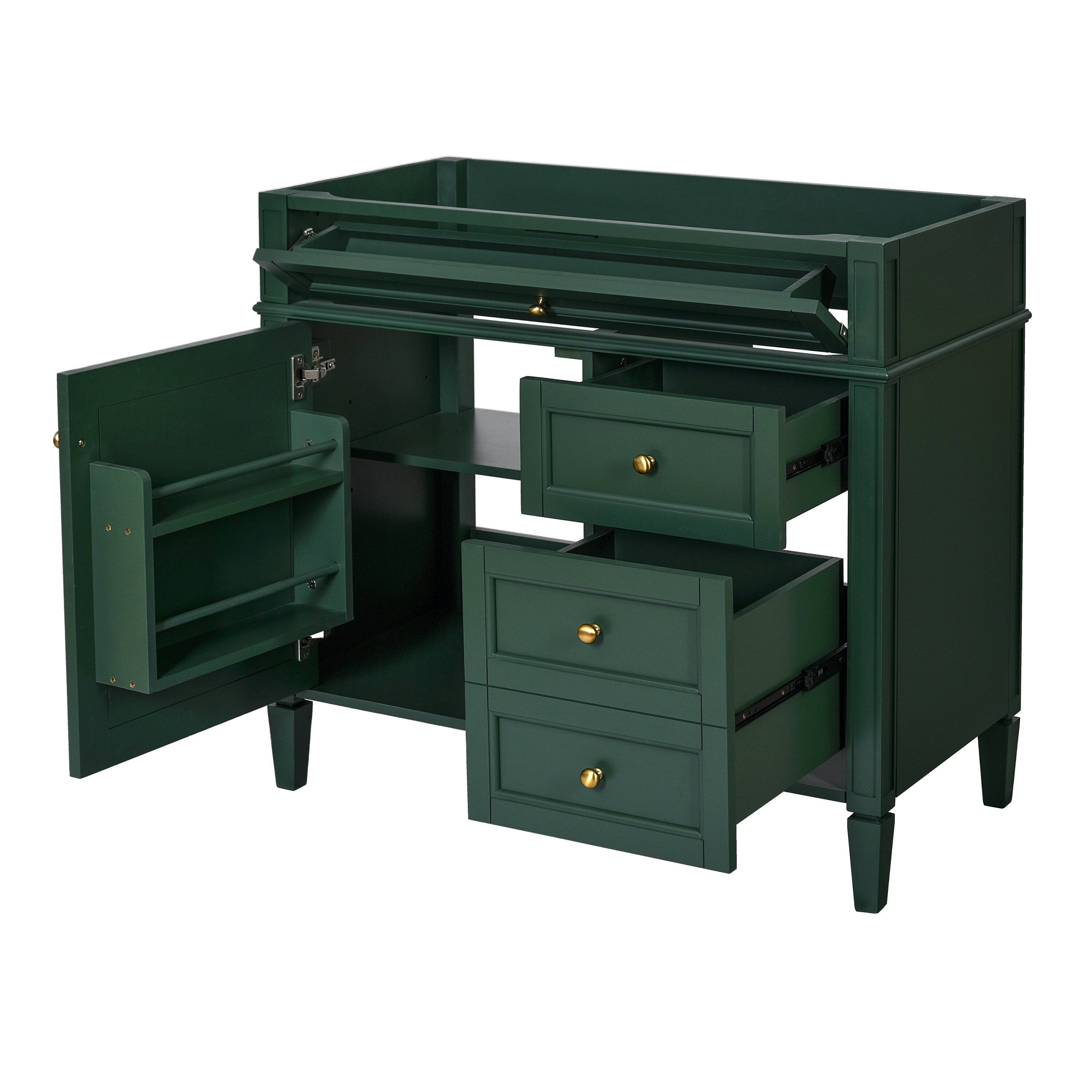 Alt View 7. Boyel Living - 36 Inch Modern Bathroom Vanity Cabinet Two Drawers Tip Out No Sink Green - Green.